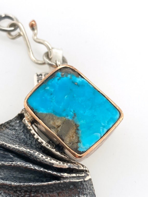 Artisan Modernist Abstract Blue Turquoise Pendant… - image 4