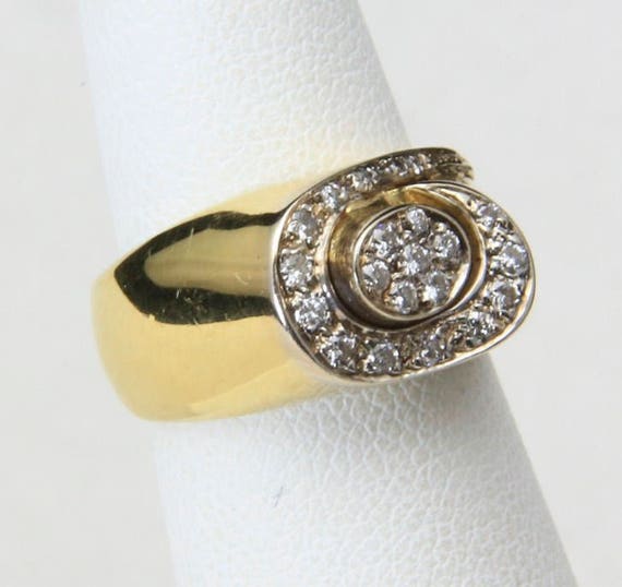 Vintage 14K Yellow Gold & White Diamond Modernist… - image 4