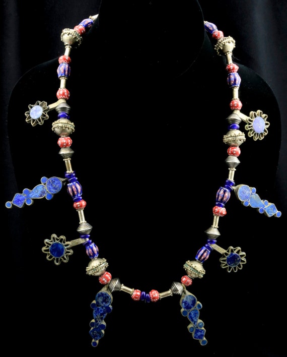 Vintage Bohemian Lapis Lazuli African Trade Bead … - image 4