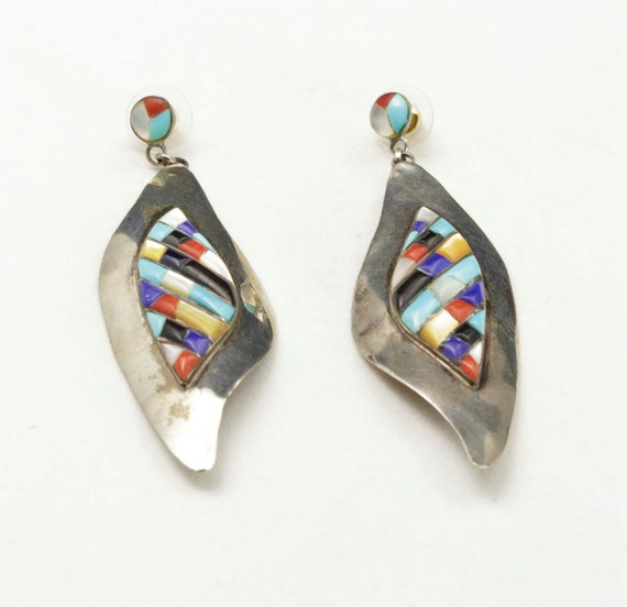 Vintage Artisan Multi Stone Inlay Sterling Silver… - image 3