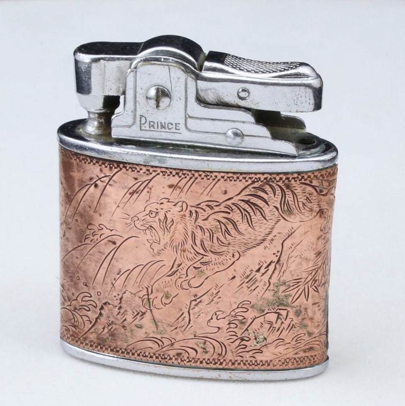 Vintage Collectible Prince Super Lighter Engraved Copper Tiger Etsy