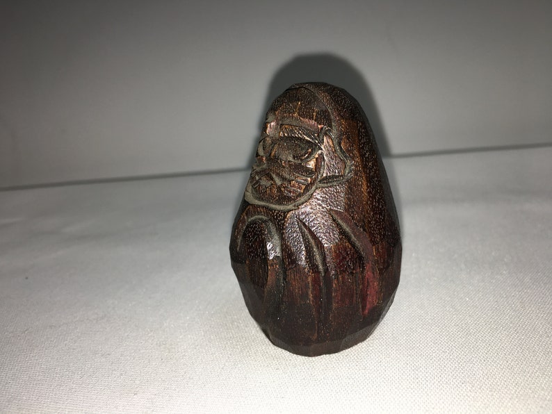 Vtg Netsuke Carved Wooden Sumo Asian Man Figure Wood Art Japanese Artist Signed image 5