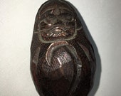 Vtg Netsuke Carved Wooden Sumo Asian Man Figure Wood Art Japanese Artist Signed