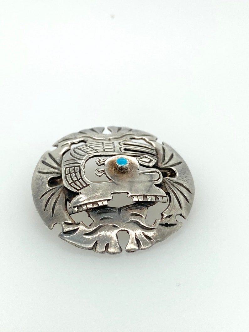 Vintage Old Cuzco Peruvian Tribal Chinchilla Sterling Silver Pin Brooch Peru Signed image 2