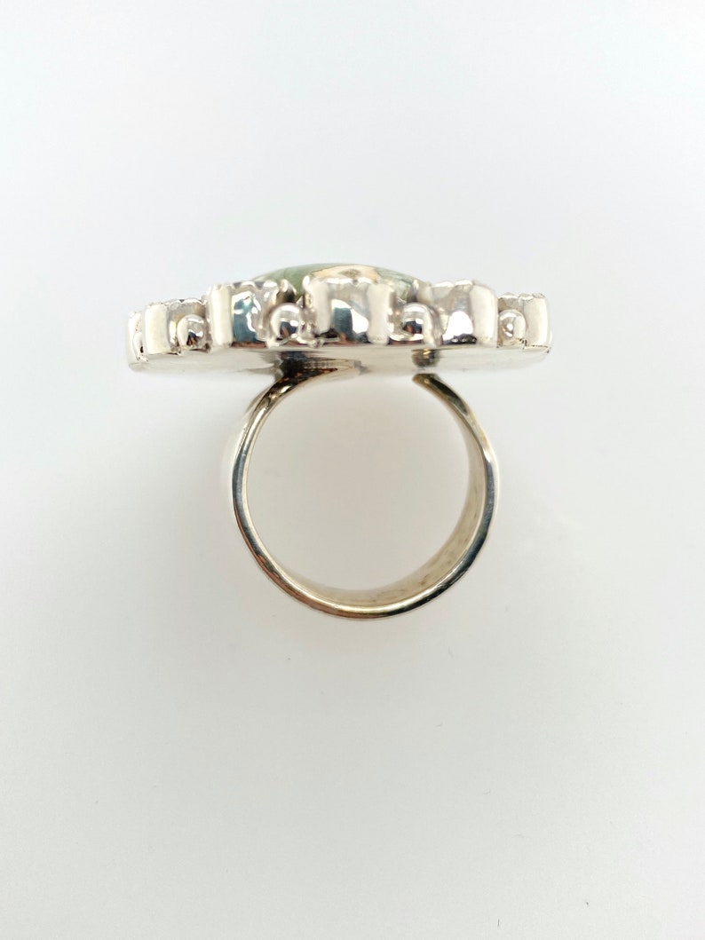 Artisan Green Ocean Jasper Aquamarine & Sterling Silver Ring Sz 7.75 Adjustable image 5