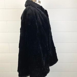 Vintage Shumacher Black Shorn Beaver Fur Coverlet Cape Jacket Lined Sz Large image 5