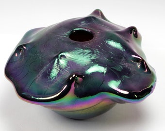 Vtg Mid Century Modern Robert C. Fritz Studio Art Glass Vase Freeform Iridescent