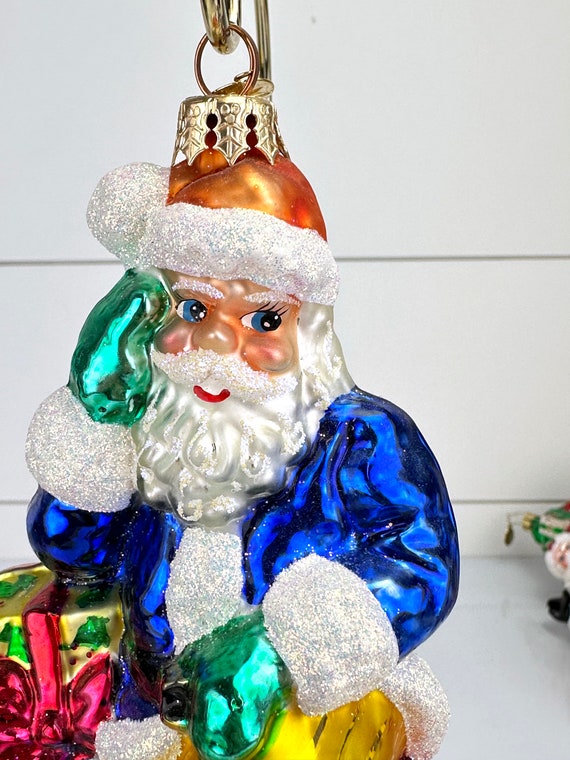 Christopher Radko Santa Sitting on Chimney Cross Legged Glass