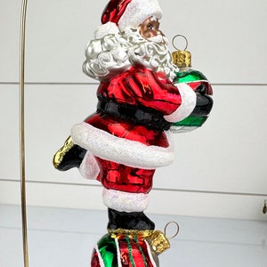 Christopher Radko Santa Balancing on Ornaments Glass Christmas Ornament CR image 7