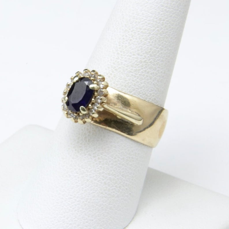 Vintage 14k Gold Tessler & Weiss 1 Ct Oval Sapphire Diamond Engagement Wedding Ring 8.75 image 1