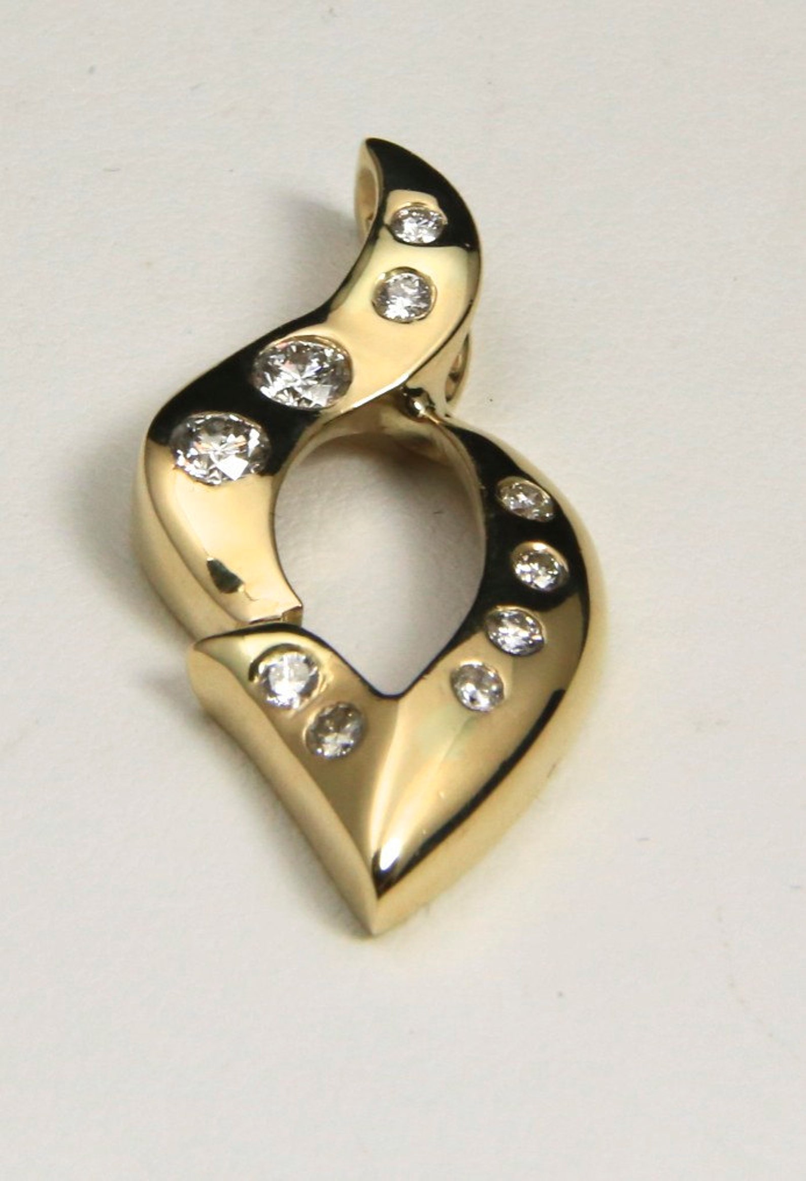 Stunning 14k Yellow Gold & Diamond Slide Pendant Gypsy Setting - Etsy