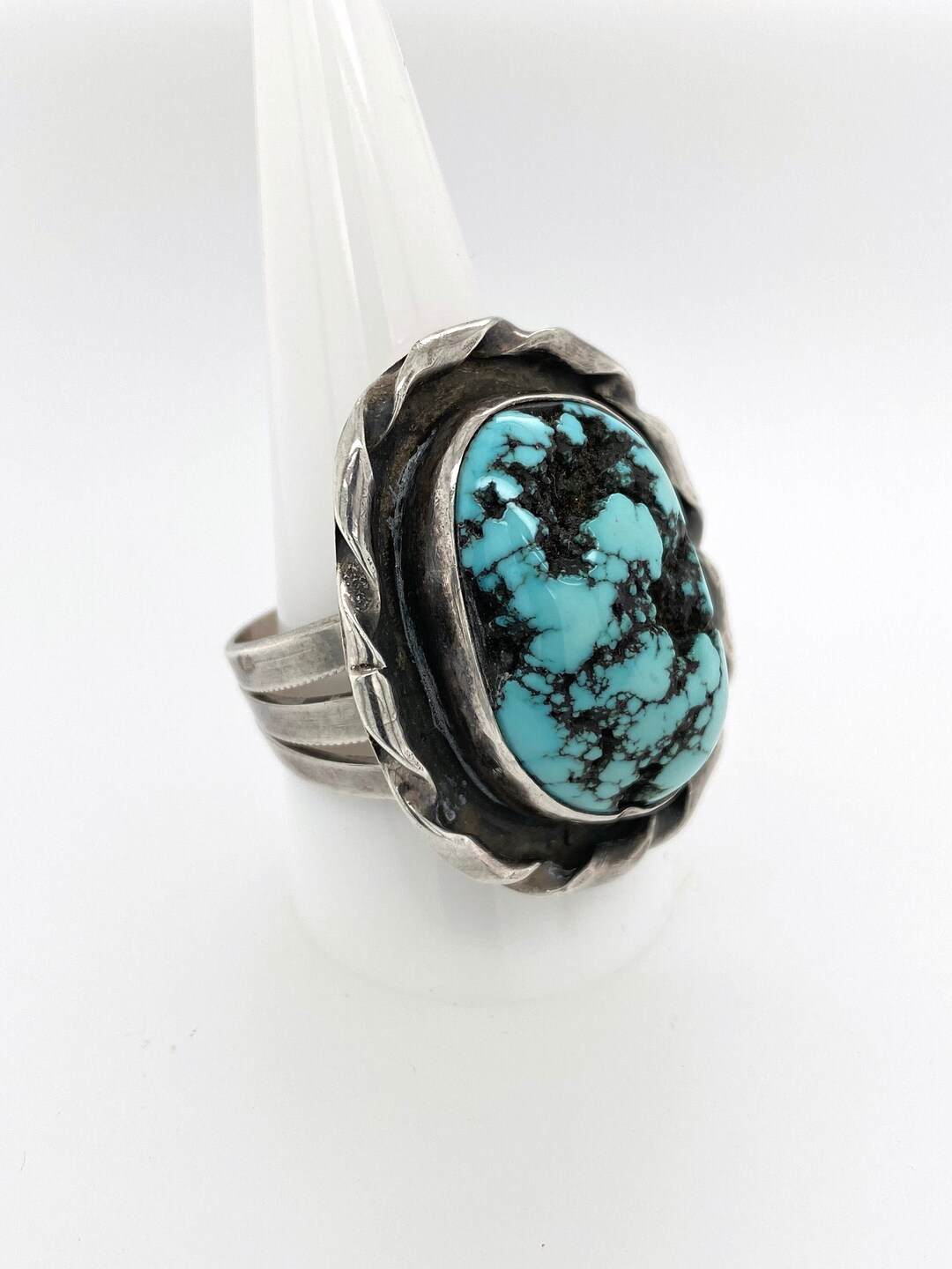 Vintage Artisan Southwestern Navajo Sterling Silver Turquoise Ring Sz ...