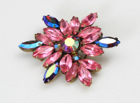 【内祝い】 1960s Vintage Regency Rhinestone Borealis Aurora & Pink その他