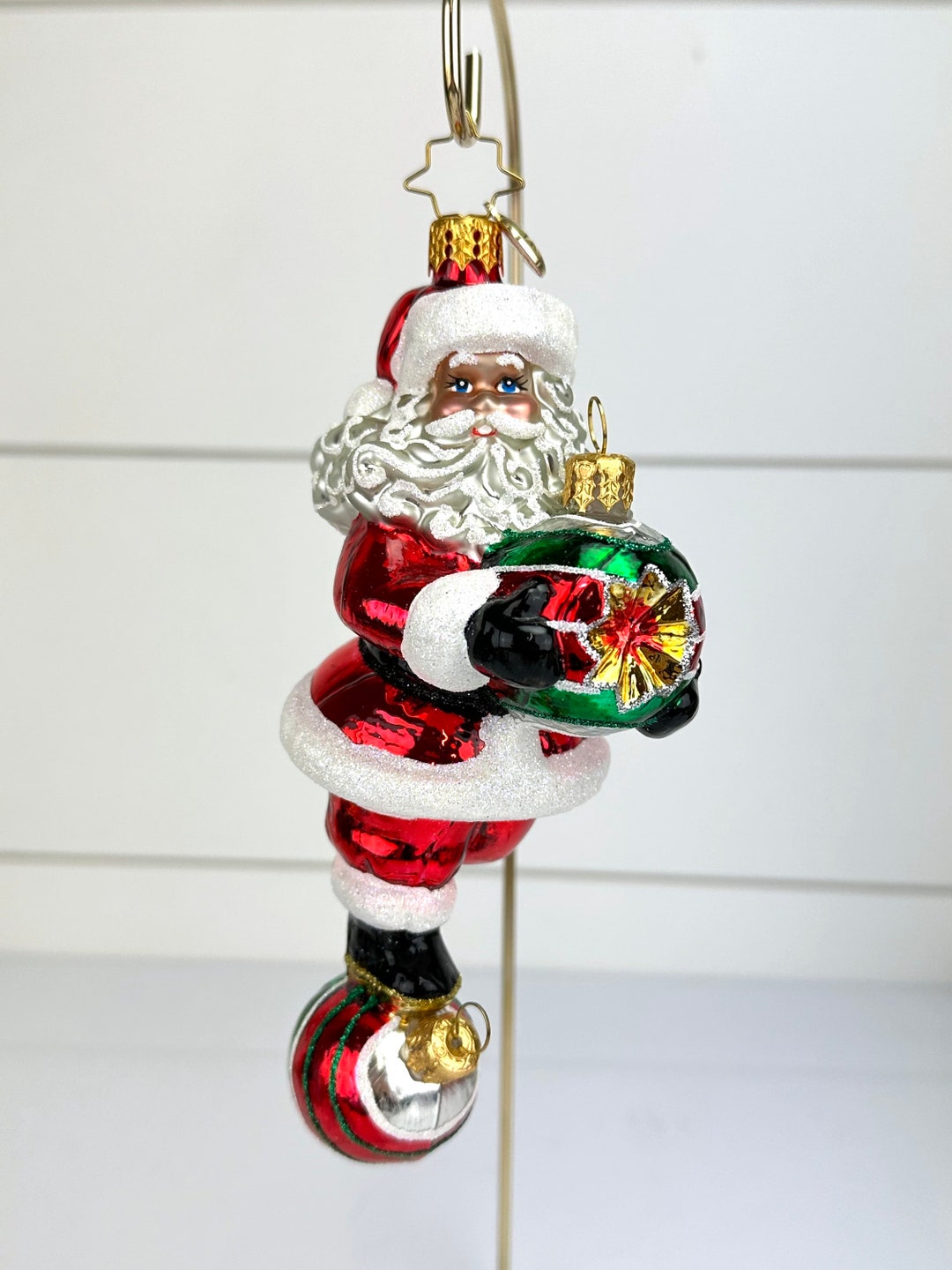 Christopher Radko Papá Noel balanceándose sobre adornos Adorno navideño de  cristal CR - Etsy México, image size:1080x1440