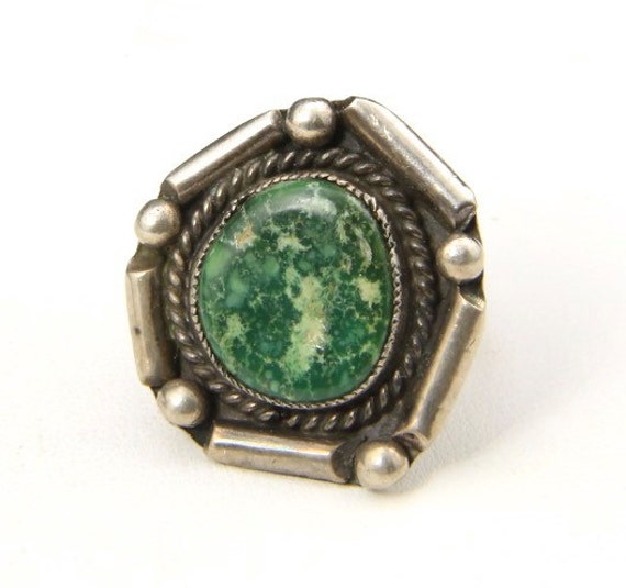 Vintage Sterling Silver & Green Turquoise Ring Mo… - image 1