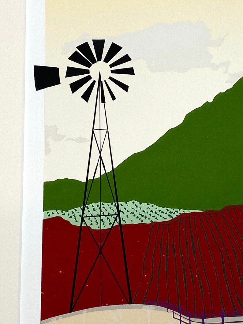 R. Keaney Rathbun windmill in the Foothills Silkscreen Print - Etsy