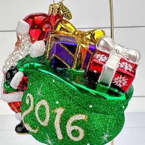 Christopher Radko 2016 Jolly Year Santa Hand Painted Glass Christmas Ornament image 4