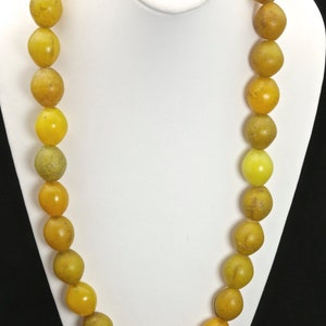 Vintage Antique Hebron African Large Glass Trade Beads Yellow Beaded Necklace 27 image 3