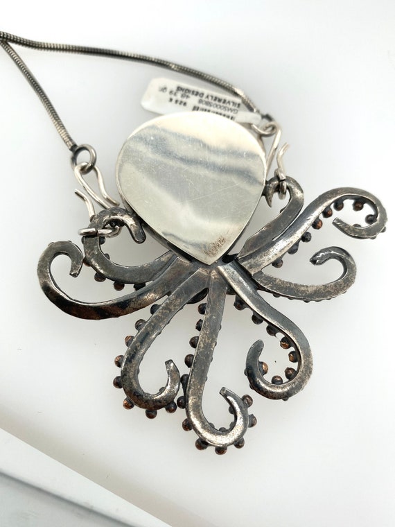 Artisan Labradorite Sterling Silver Octopus Penda… - image 7