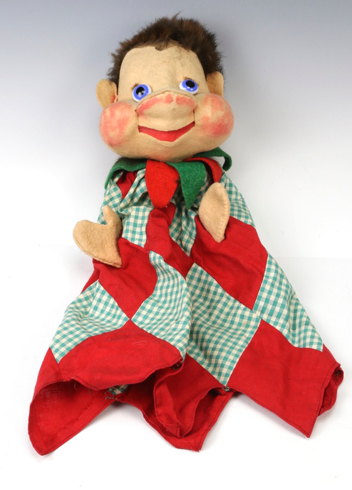 Vintage German Hand Puppet Boy Jester Glass Eyes Felt Kersa Etsy