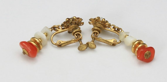 Vintage Miriam Haskell Carnelian Quartz Screw Cli… - image 3