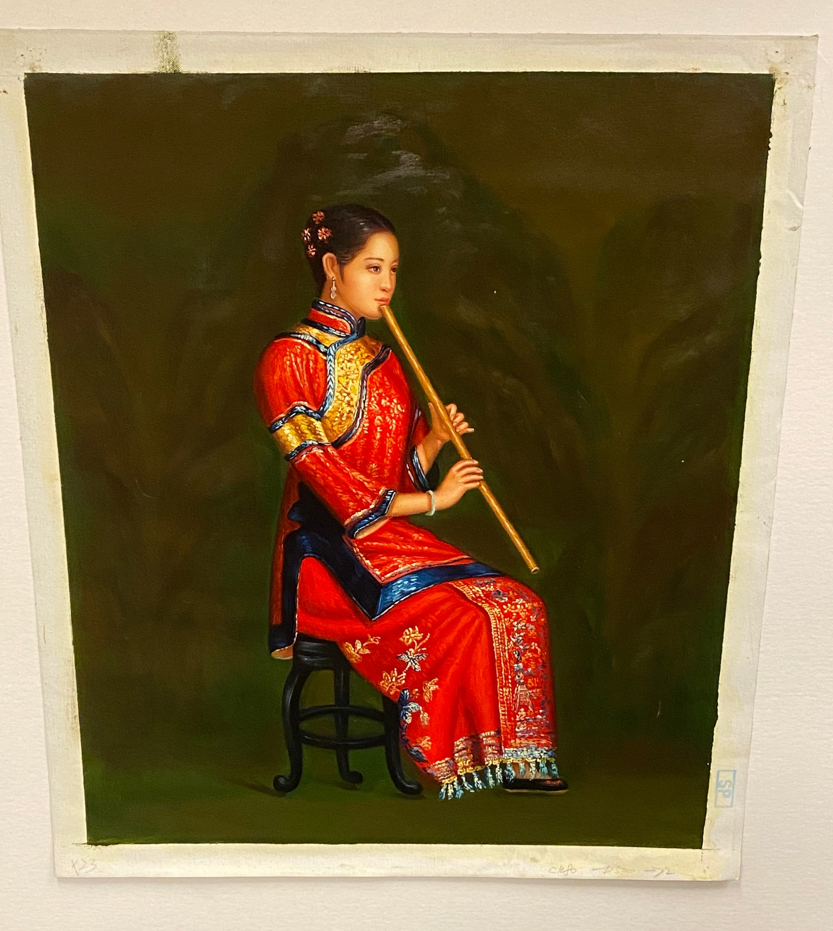 Chen Yifei ~female Musician~ Repro Art Oil Painting Unstretched