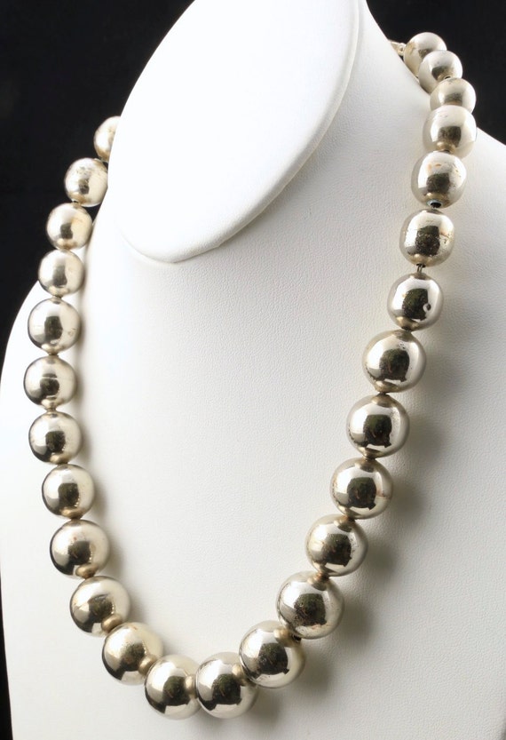 Vintage Taxco Sterling Silver Ball Bead Necklace Sign… Gem
