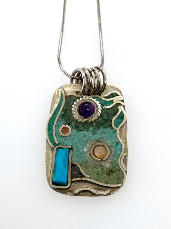 Artisan Modernist Abstract Sterling Silver Multi … - image 4