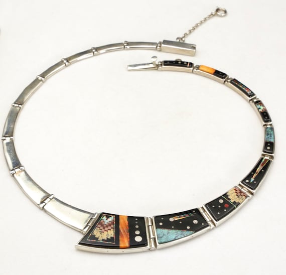 Artisan Al Tsosie Navajo Inlay Multi Stone Necklace E… - Gem