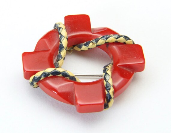 Vintage 40s Bakelite Red Life Preserver Buoy Nauti