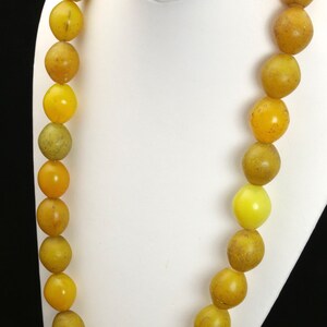 Vintage Antique Hebron African Large Glass Trade Beads Yellow Beaded Necklace 27 image 4