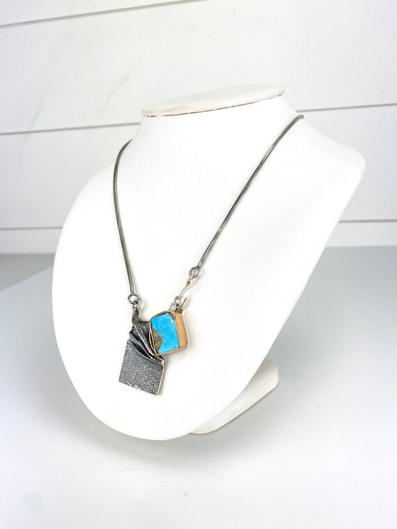Artisan Modernist Abstract Blue Turquoise Pendant… - image 8