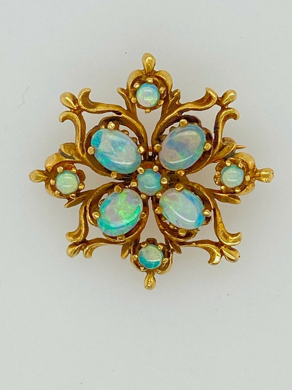 Vintage Antique Fiery Opal 14k Gold Pin Brooch Ama