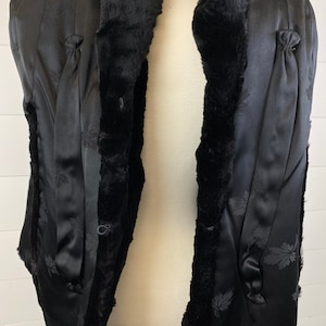 Vintage Shumacher Black Shorn Beaver Fur Coverlet Cape Jacket Lined Sz Large image 10