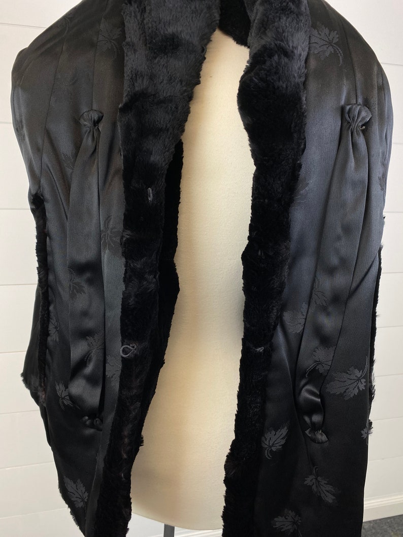 Vintage Shumacher Black Shorn Beaver Fur Coverlet Cape Jacket Lined Sz Large image 10