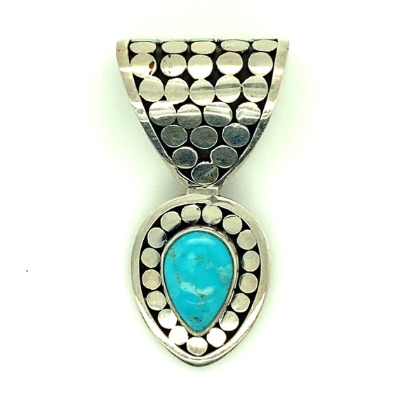 Vintage Artisan Turquoise Sterling Silver Pendant… - image 2