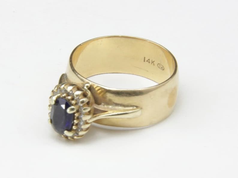 Vintage 14k Gold Tessler & Weiss 1 Ct Oval Sapphire Diamond Engagement Wedding Ring 8.75 image 4