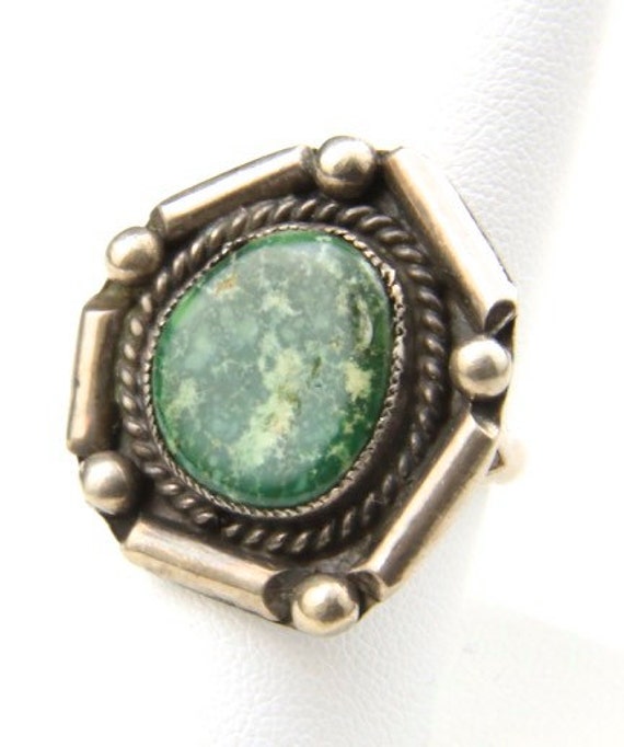 Vintage Sterling Silver & Green Turquoise Ring Mo… - image 3