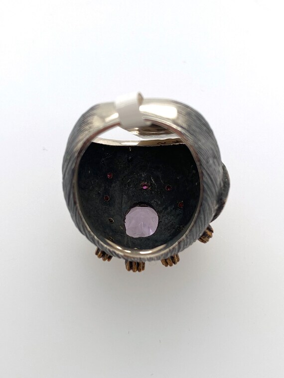 Artisan Abstract Amethyst Ruby & Oxidized Sterlin… - image 9