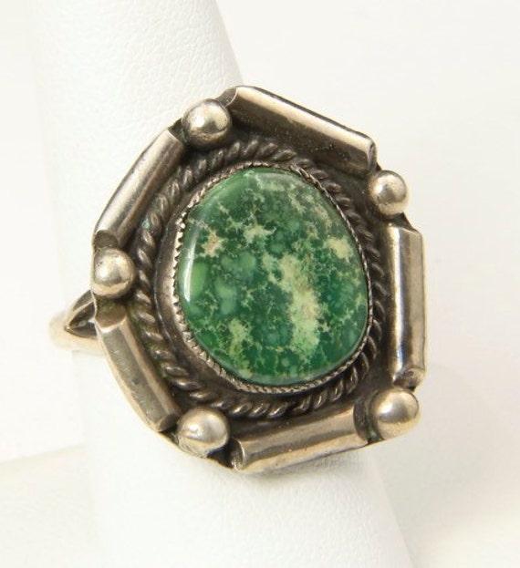 Vintage Sterling Silver & Green Turquoise Ring Mo… - image 2