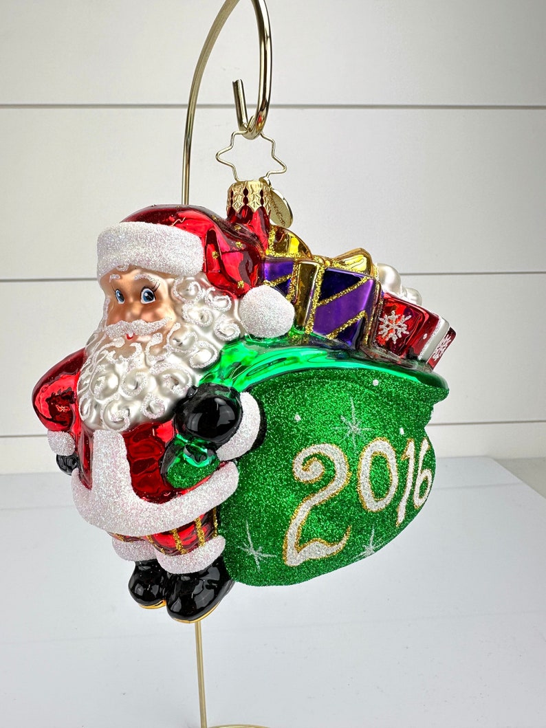 Christopher Radko 2016 Jolly Year Santa Hand Painted Glass Christmas Ornament image 1