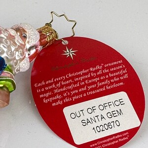 Christopher Radko Santa Gem OUT OF OFFICE Flamingo Glass Christmas Ornament image 6