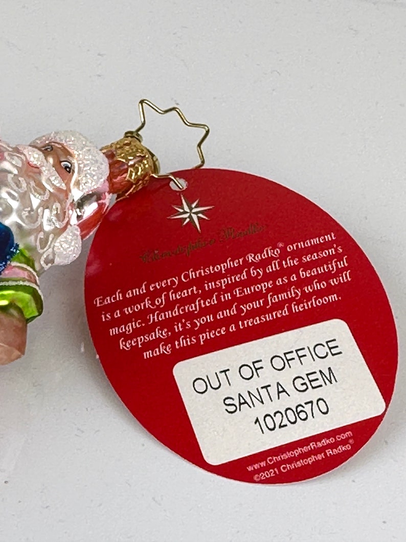 Christopher Radko Santa Gem OUT OF OFFICE Flamingo Glass Christmas Ornament image 6