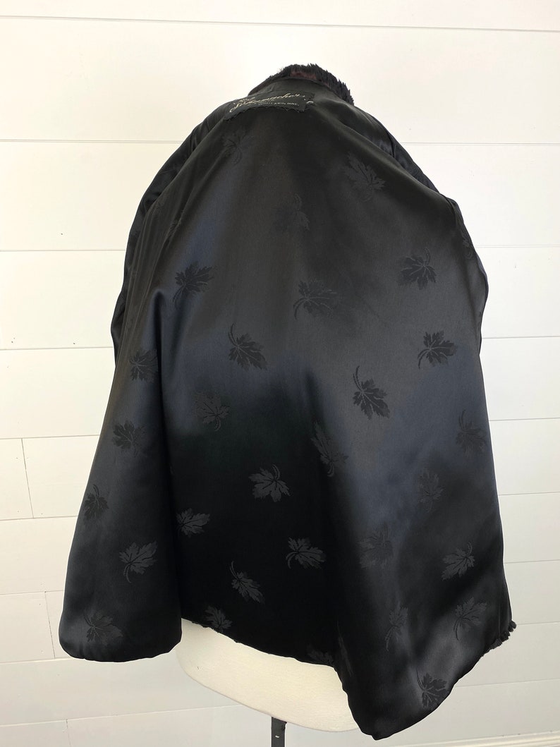 Vintage Shumacher Black Shorn Beaver Fur Coverlet Cape Jacket Lined Sz Large image 7