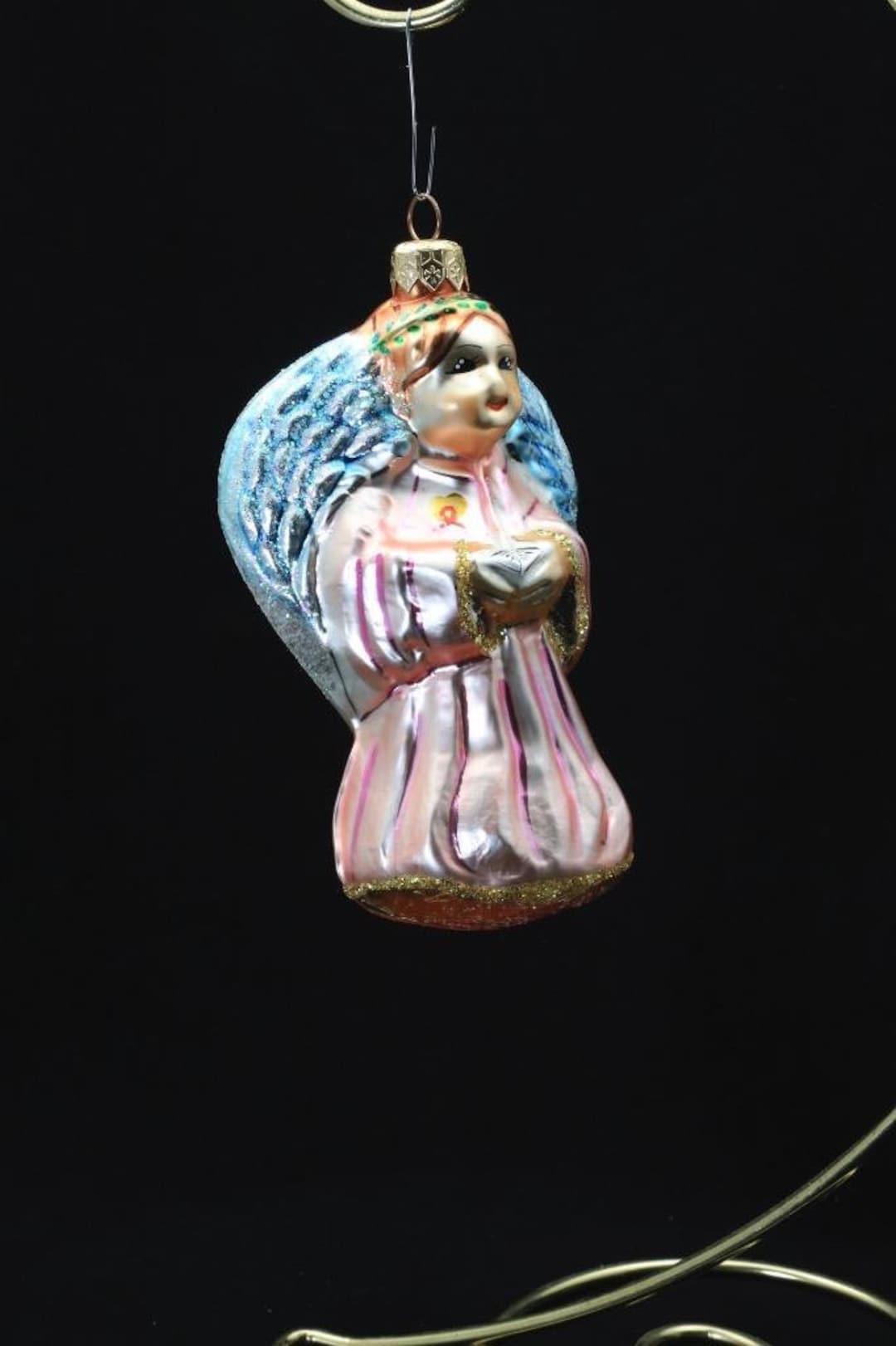 Radko Hand Painted Glass Christmas Ornament "on Wings of Hope" Angel ...
