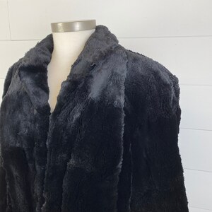 Vintage Shumacher Black Shorn Beaver Fur Coverlet Cape Jacket Lined Sz Large image 2