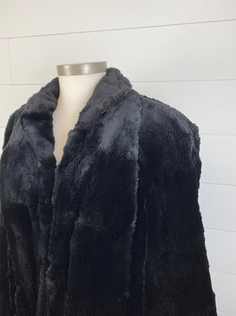 Vintage Shumacher Black Shorn Beaver Fur Coverlet Cape Jacket Lined Sz Large image 2