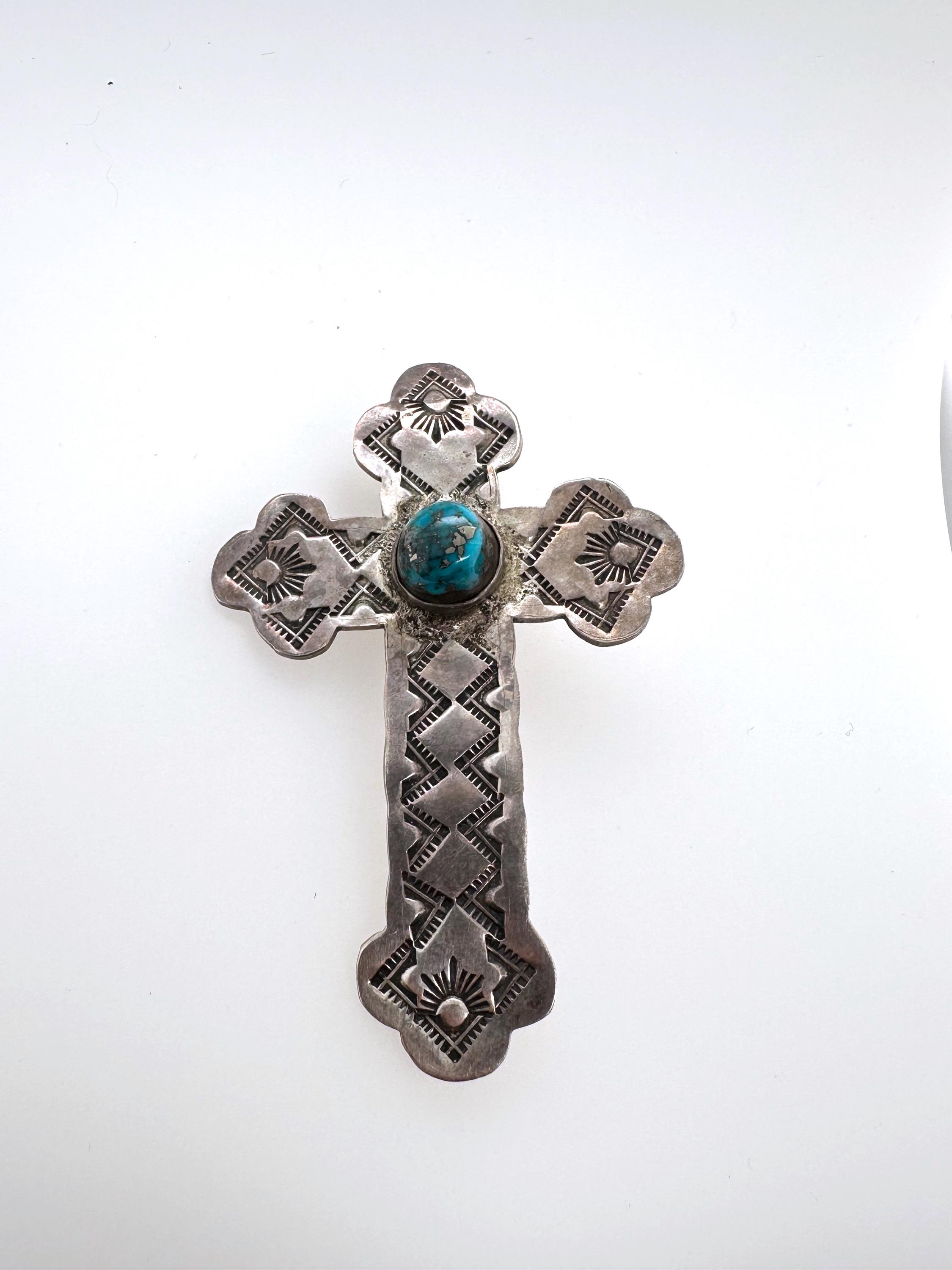Vintage Navajo Stamped Cross Pendant - Etsy