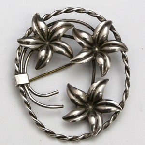Vintage Floral Sterling Argento Fiore Pin Spilla