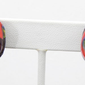 Vintage 60s Venetian Millefiori Glass Clip On Earrings Colorful Murano Oval image 2